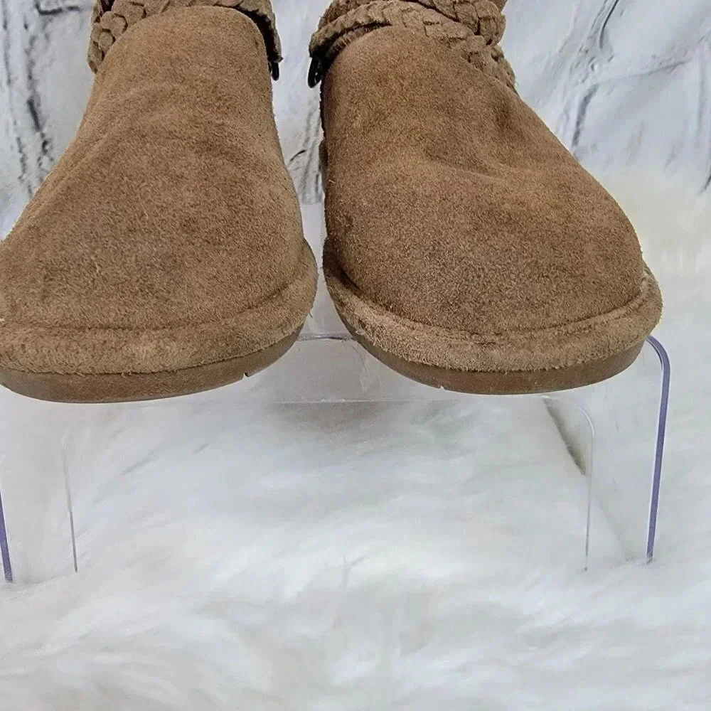 Bearpaw ADELE Brown Suede Winter Boots Ankle‎ Top Comfort Pull On Round Toe Sz 7